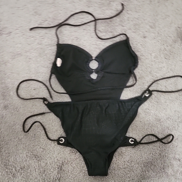 Xhilaration Black Leopard Print Monokini Swimsuit | Size M - Picture 5 of 8